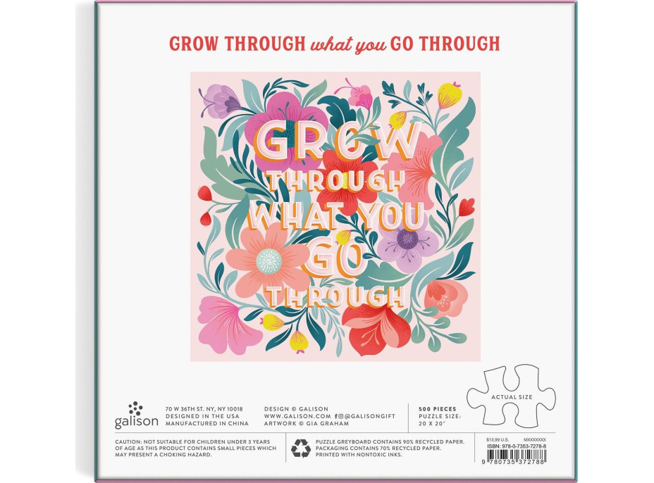 GALISON Čtvercové puzzle Grow through what you go through 500 dílků