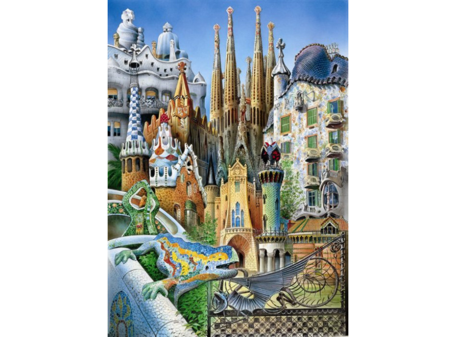 EDUCA Miniaturní puzzle Koláž z díla A.Gaudí 1000 dílků