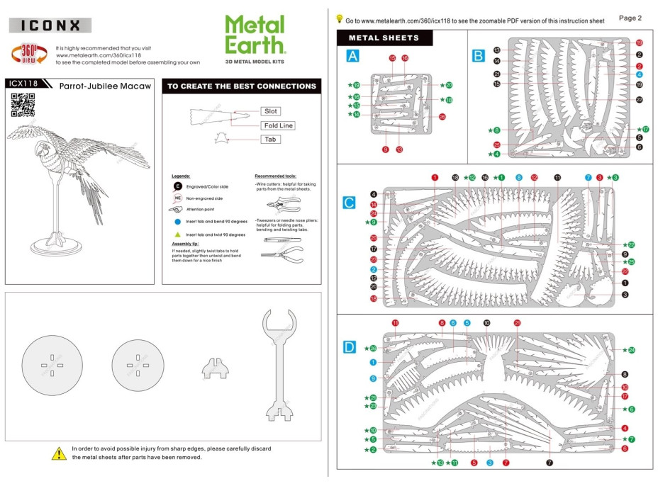 METAL EARTH 3D puzzle Papoušek (ICONX)