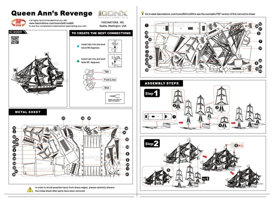 METAL EARTH 3D puzzle Plachetnice Queen Anne's Revenge (ICONX)