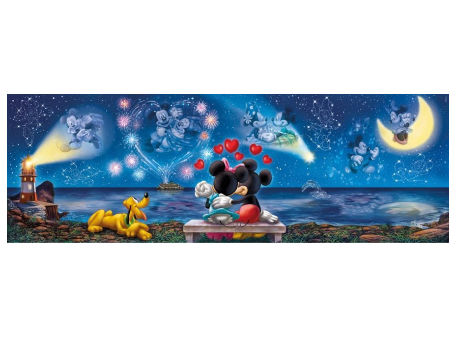 CLEMENTONI Panoramatické puzzle Mickey a Minnie 1000 dílků