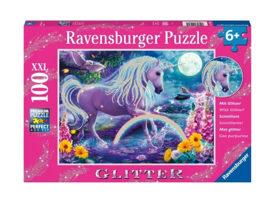 RAVENSBURGER Třpytivé puzzle Jednorožec XXL 100 dílků