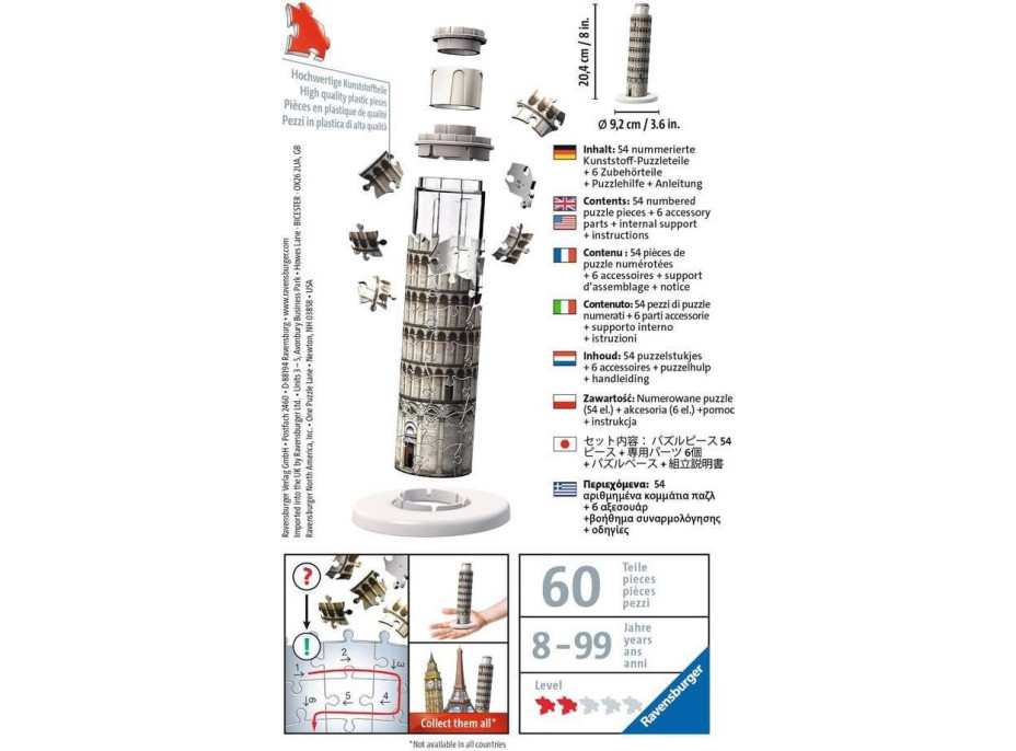 RAVENSBURGER 3D puzzle Mini Šikmá věž, Pisa 54 dílků