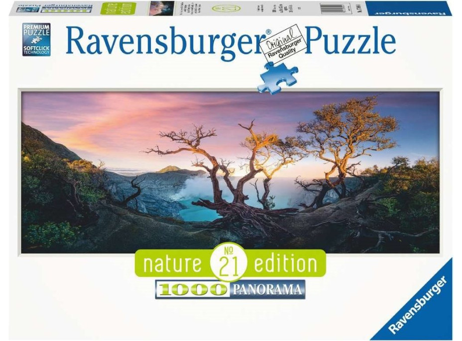 RAVENSBURGER Panoramatické puzzle Sirnaté jezero na hoře Ijen, Jáva 1000 dílků