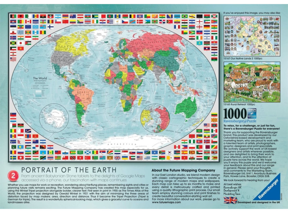 RAVENSBURGER Puzzle Barevná mapa světa 1000 dílků