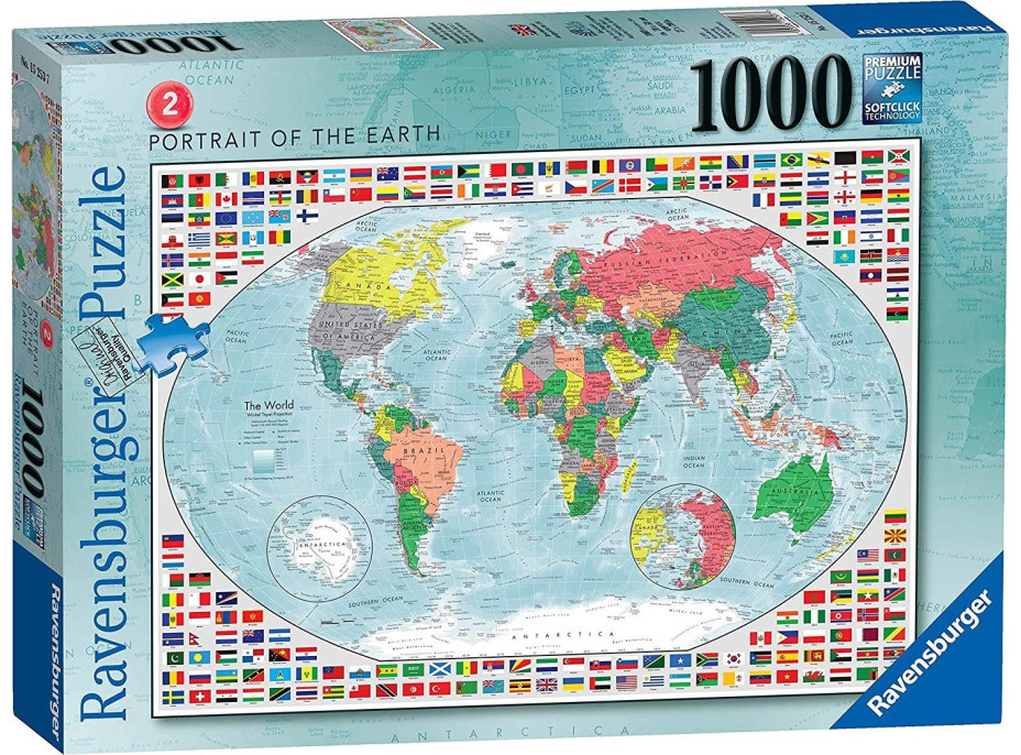 RAVENSBURGER Puzzle Barevná mapa světa 1000 dílků