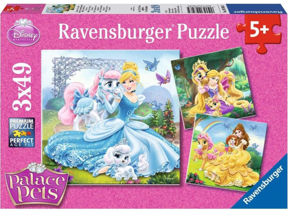 RAVENSBURGER Puzzle Disney princezny a jejich mazlíčci 3x49 dílků