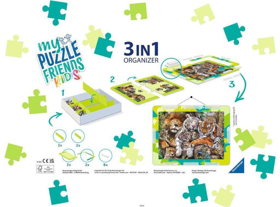 RAVENSBURGER Sada pro skládání puzzle My Puzzle Friends Kids 3v1 zelená