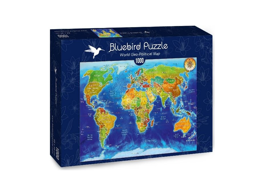 BLUEBIRD Puzzle Geopolitická mapa světa 1000 dílků