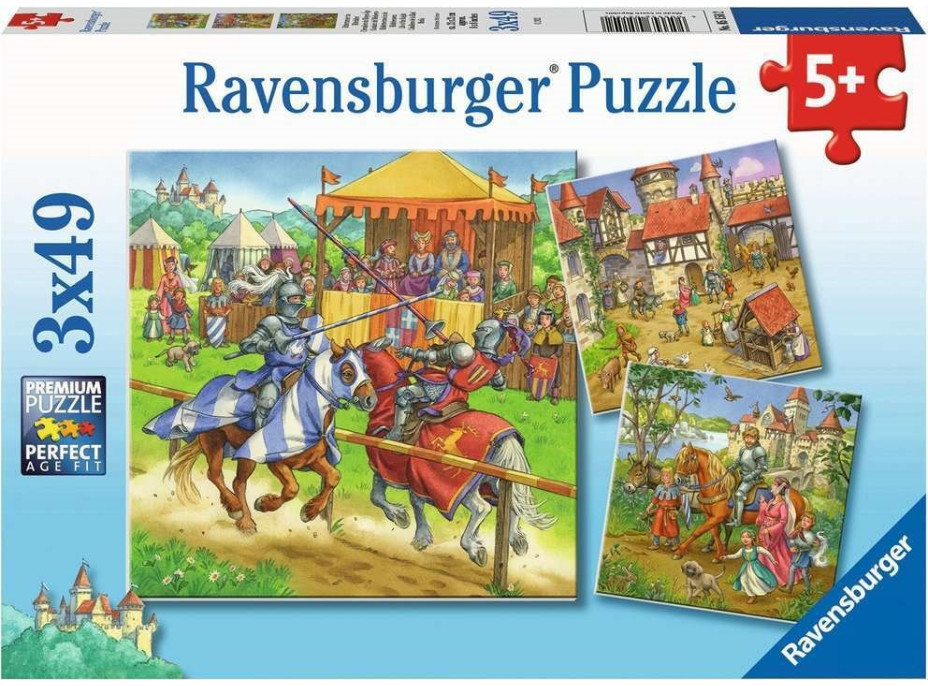 RAVENSBURGER Puzzle Rytířský turnaj 3x49 dílků