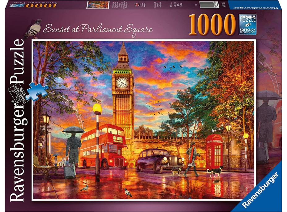 RAVENSBURGER Puzzle Západ slunce na Parlamentním náměstím, Londýn 1000 dílků