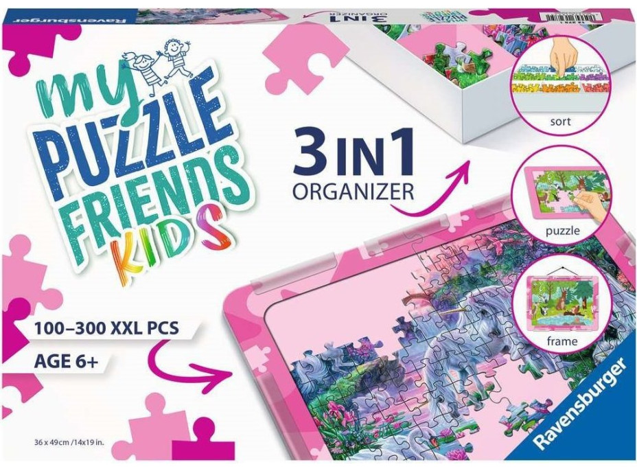 RAVENSBURGER Sada pro skládání puzzle My Puzzle Friends Kids 3v1 růžová