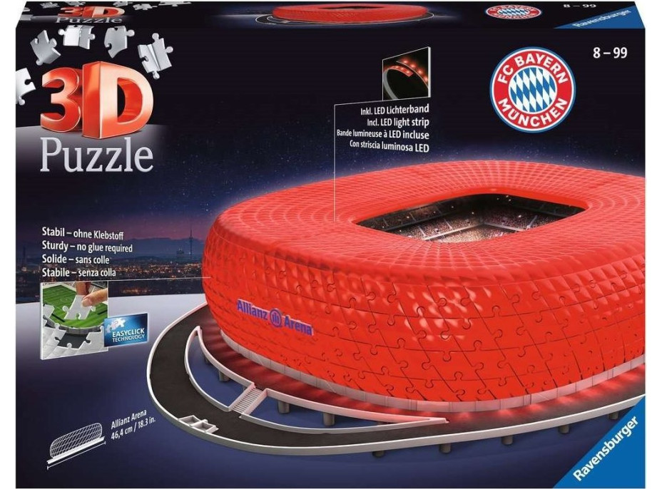 RAVENSBURGER Svítící 3D puzzle Noční edice Allianz Arena, Mnichov 216 dílků