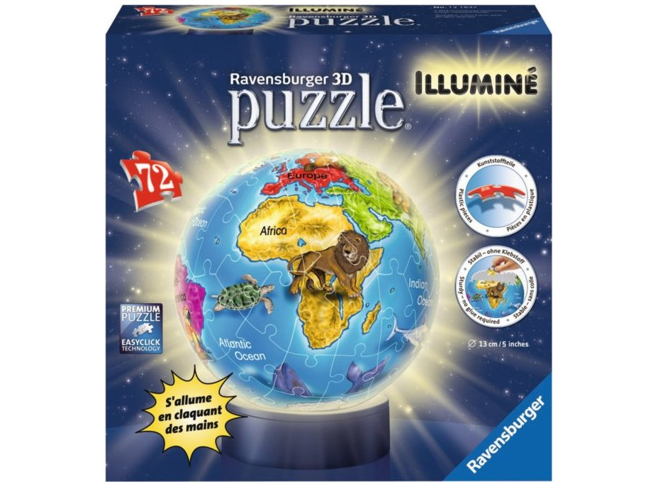 RAVENSBURGER Svítící puzzleball Globus 72 dílků