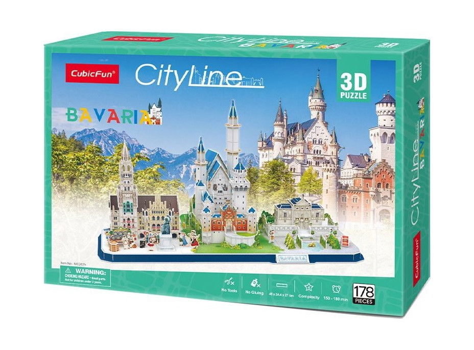 CUBICFUN 3D puzzle CityLine panorama: Bavorsko 178 dílků