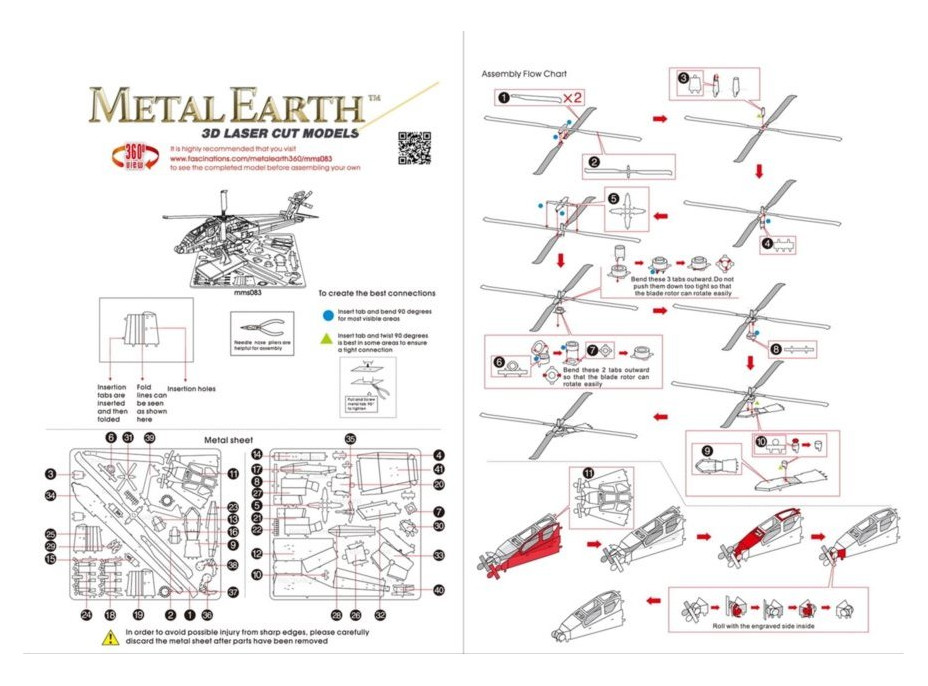 METAL EARTH 3D puzzle Vrtulník AH-64 Apache