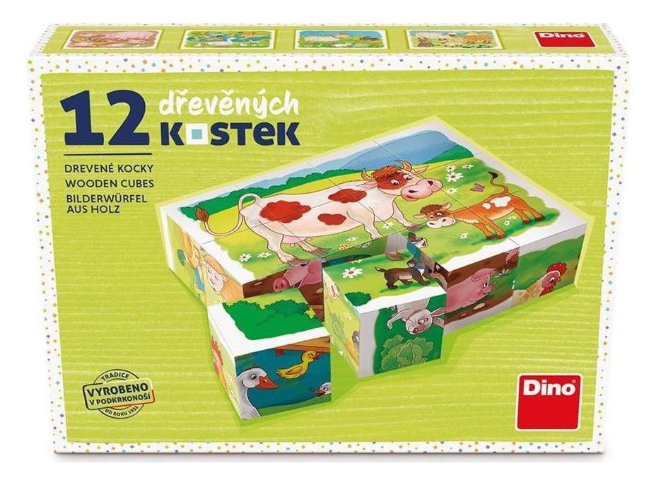 DINO Obrázkové kostky Na farmě, 12 kostek