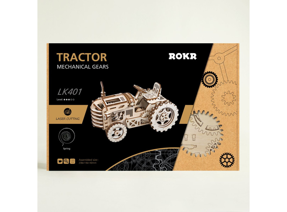 ROBOTIME Rokr 3D dřevěné puzzle Traktor 135 dílků