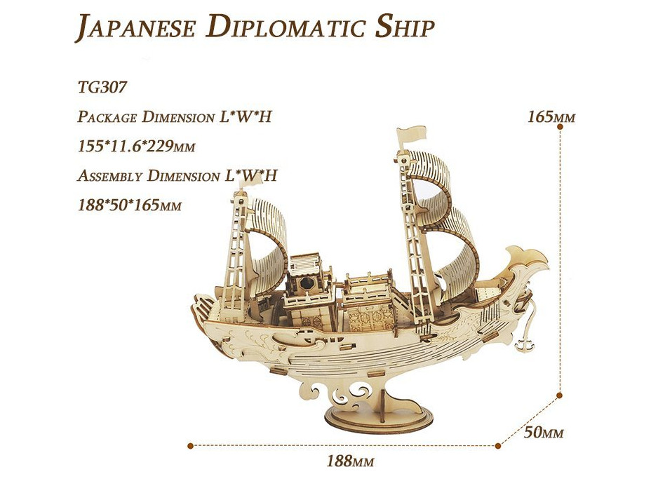 ROBOTIME Rolife 3D dřevěné puzzle Japonská diplomatická loď 91 dílků