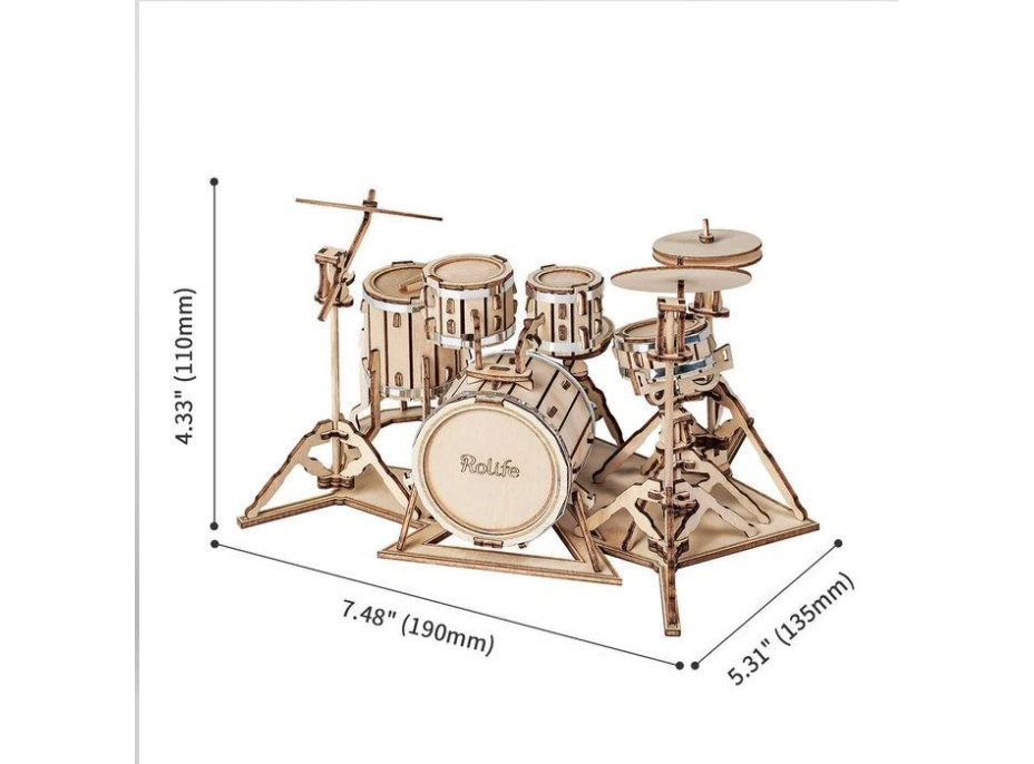 ROBOTIME Rolife 3D dřevěné puzzle Souprava bicích nástrojů 246 dílků