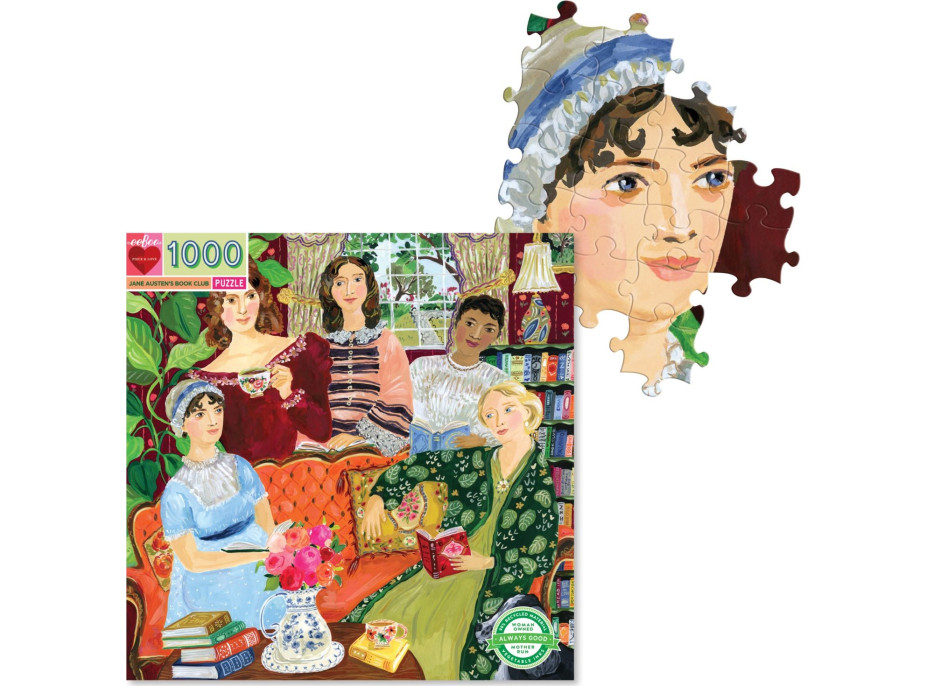 EEBOO Čtvercové puzzle Čtenářský klub Jane Austen 1000 dílků