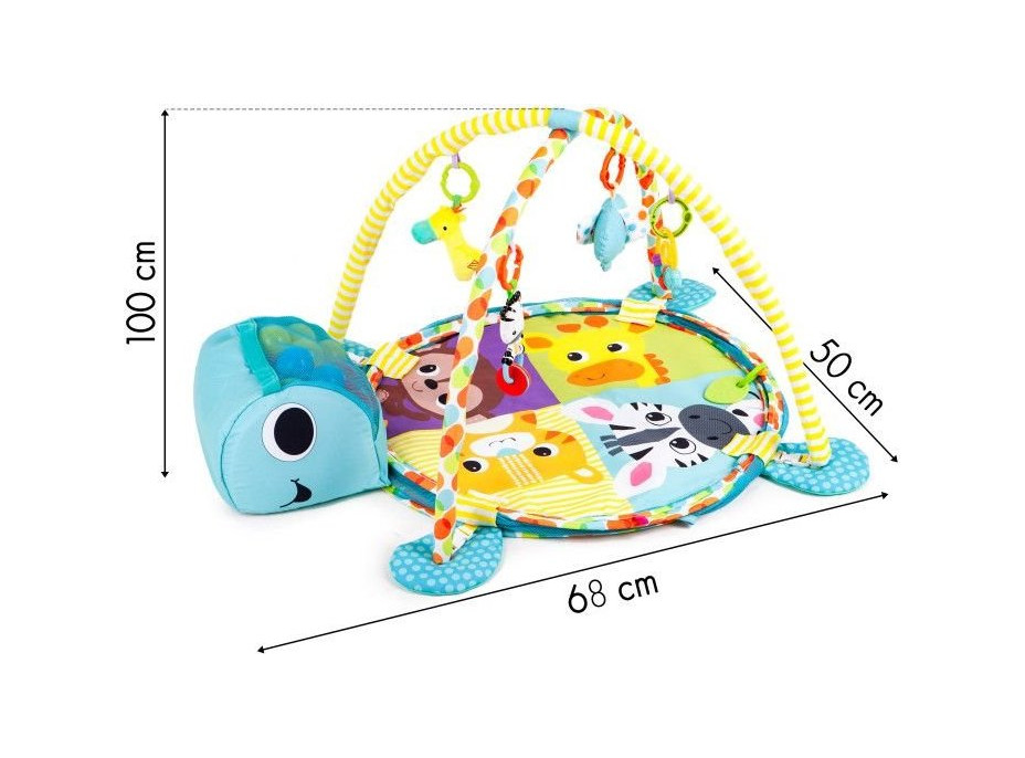 ECOTOYS Hrací deka s ohrádkou Želvička - modrá