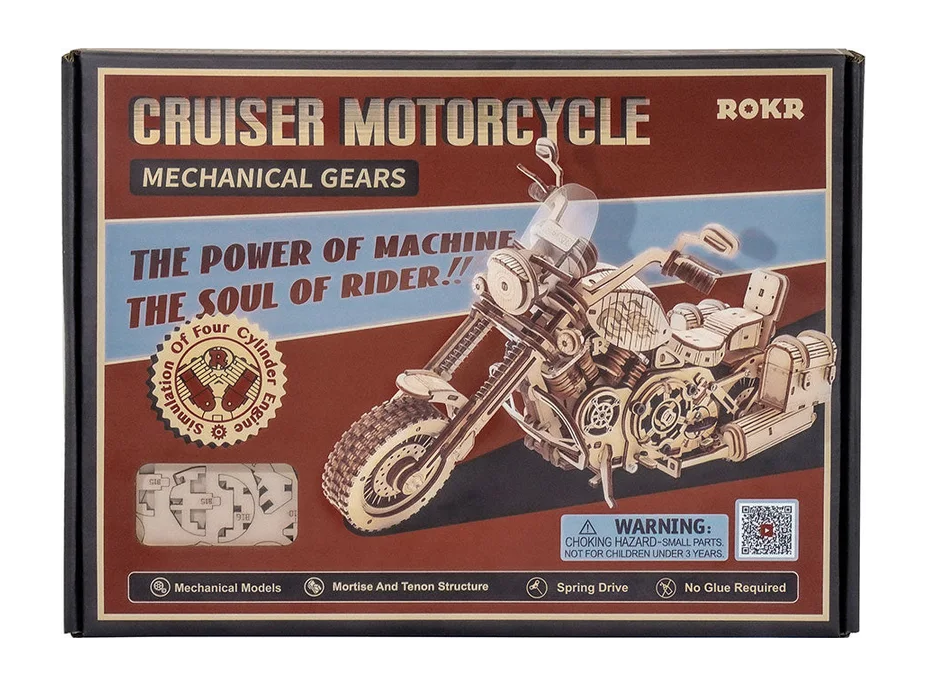 ROBOTIME Rokr 3D dřevěné puzzle Cruiser Motorcycle 420 dílků