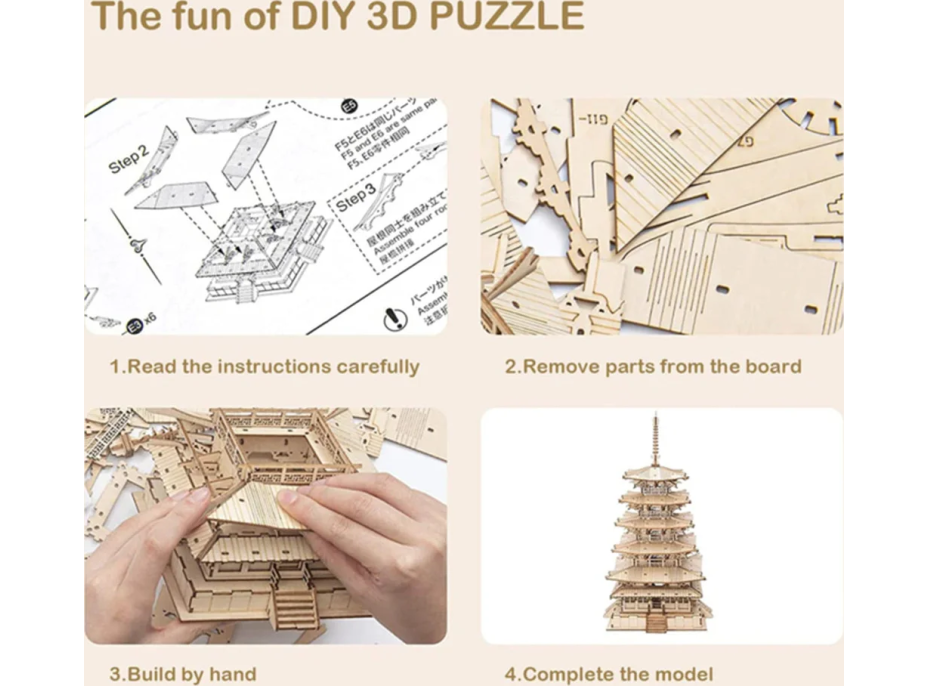 ROBOTIME Rolife 3D dřevěné puzzle Pětipatrová pagoda 275 dílků