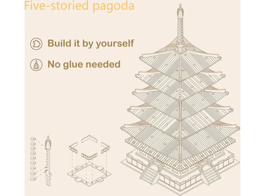 ROBOTIME Rolife 3D dřevěné puzzle Pětipatrová pagoda 275 dílků