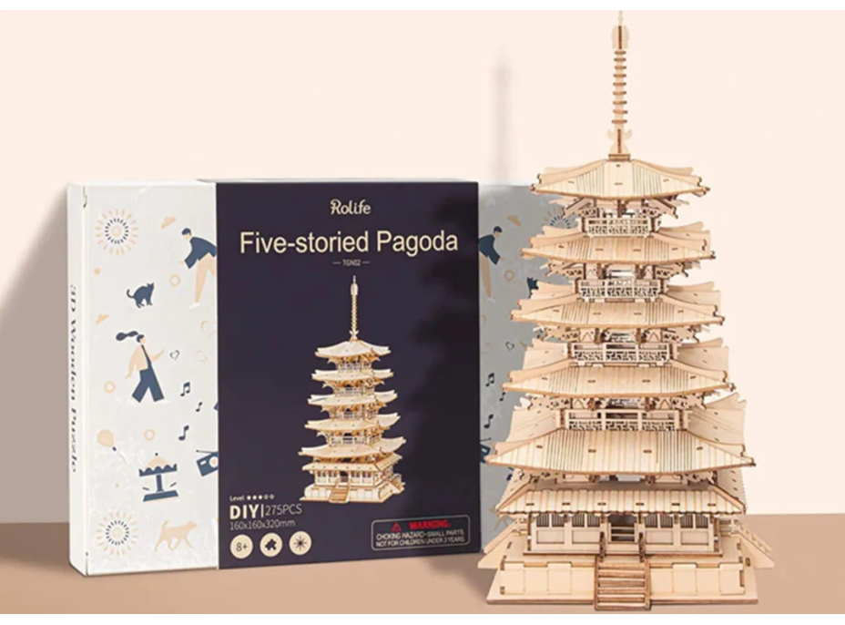 ROBOTIME Rolife 3D dřevěné puzzle Pětipatrová pagoda 275 dílků