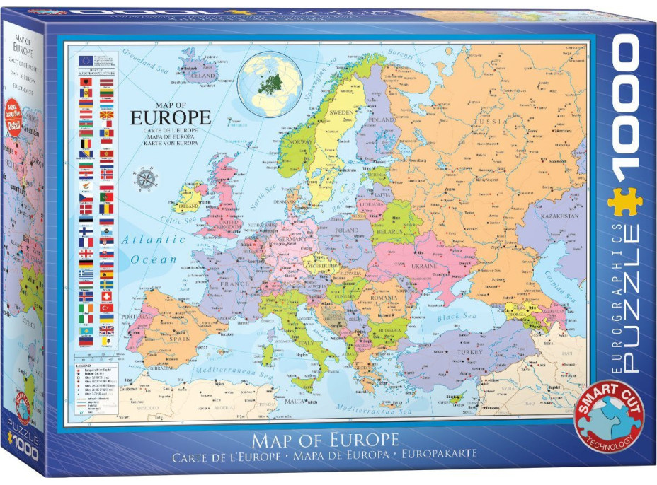 EUROGRAPHICS Puzzle Mapa Evropy 1000 dílků