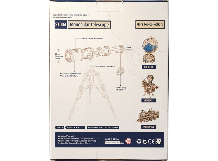 ROBOTIME Rokr 3D dřevěné puzzle Dalekohled 314 dílků