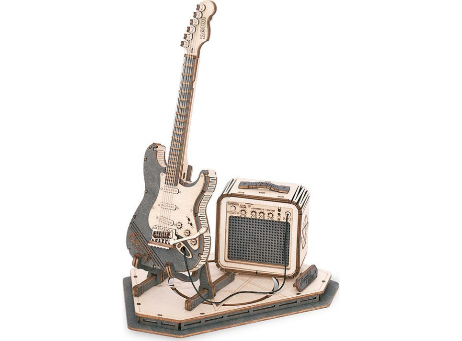 ROBOTIME Rokr 3D dřevěné puzzle Elektrická kytara 140 dílků