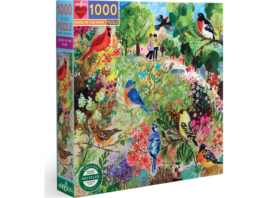 EEBOO Čtvercové puzzle Ptáci v parku 1000 dílků