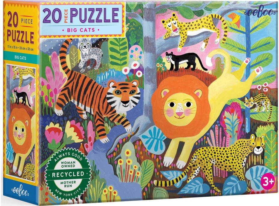 EEBOO Puzzle Velké kočky 20 dílků