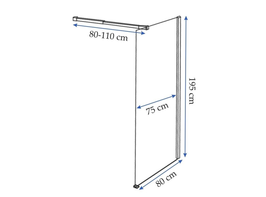 Koupelnová pevná zástěna AERO 80 cm