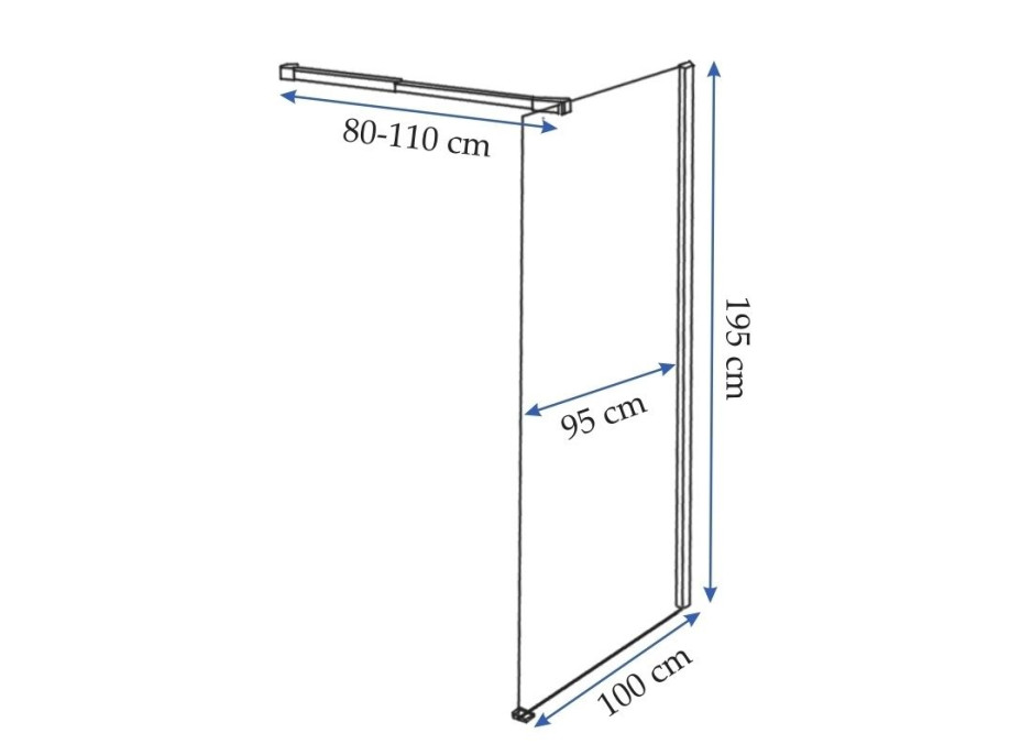 Koupelnová pevná zástěna AERO 100 cm