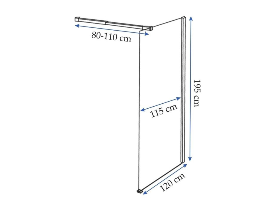 Koupelnová pevná zástěna AERO 120 cm