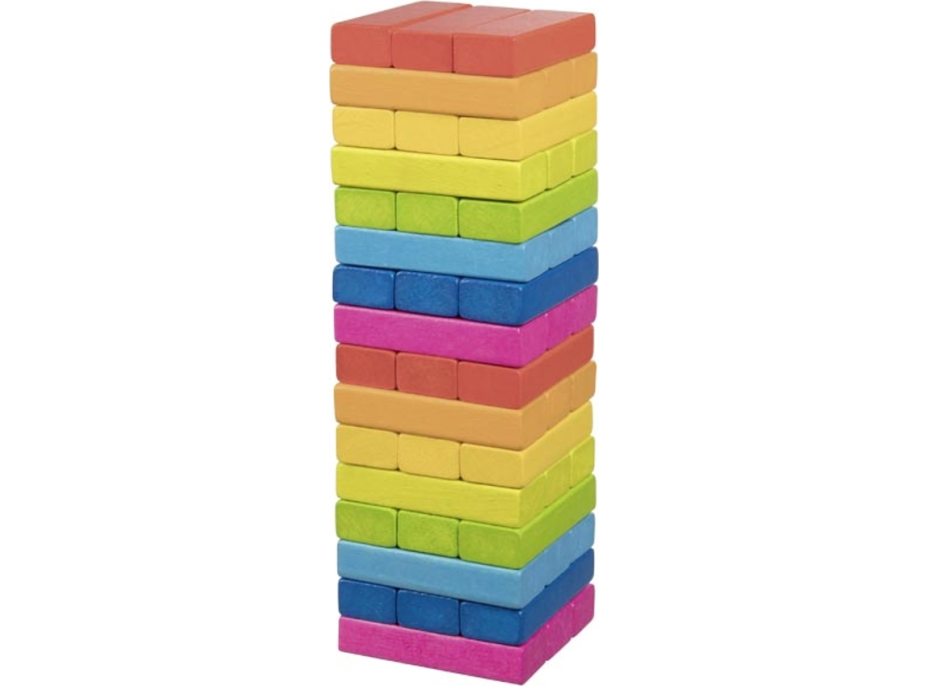 GOKI Balanční hra dřevěná věž Jenga duhová