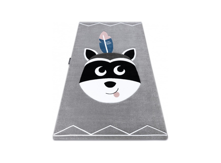 Dětský kusový koberec Petit Raccoon mukki grey