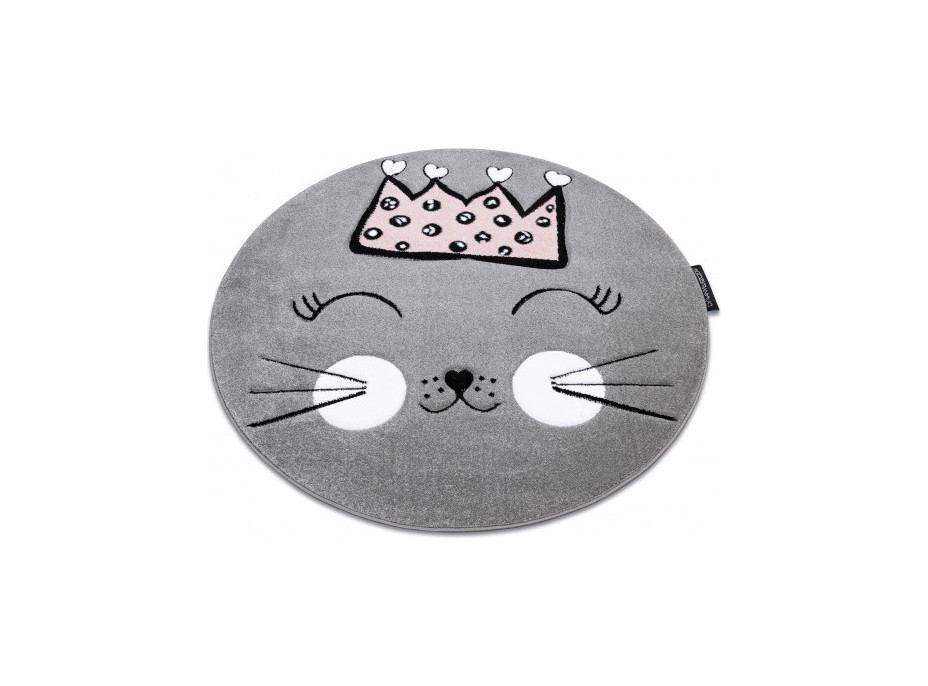 Dětský kusový koberec Petit Cat crown grey kruh