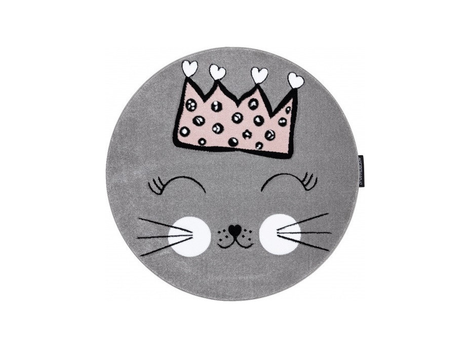 Dětský kusový koberec Petit Cat crown grey kruh