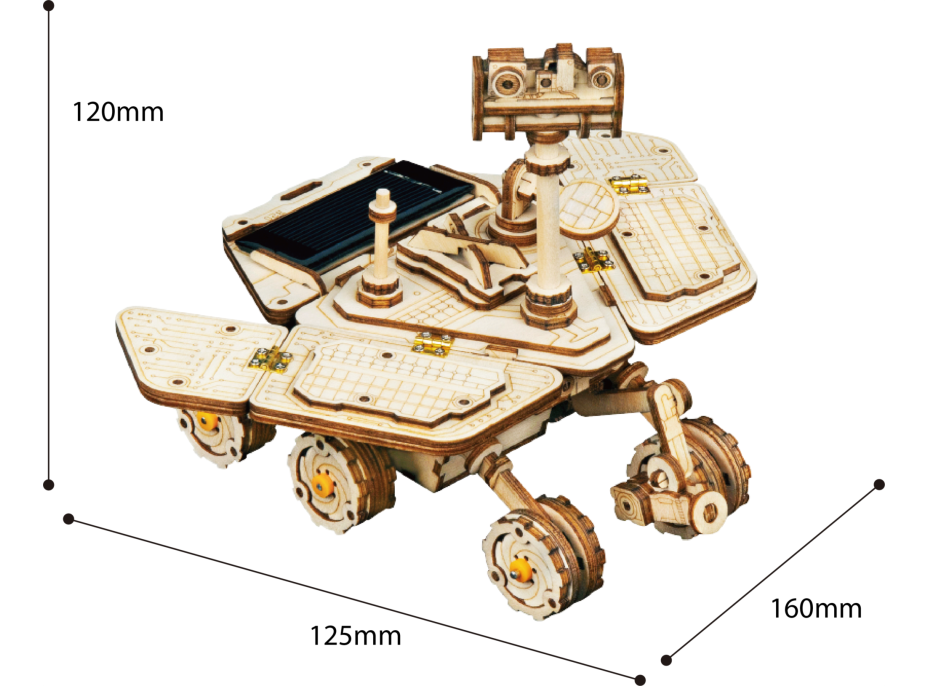 ROBOTIME Rokr 3D dřevěné puzzle Planetární vozítko Vagabond Rover na solární pohon 153 dílků