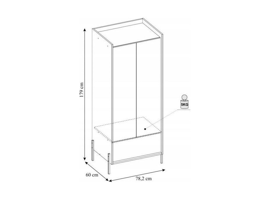 Šatní skříň BIOM 2D - přírodní ořech