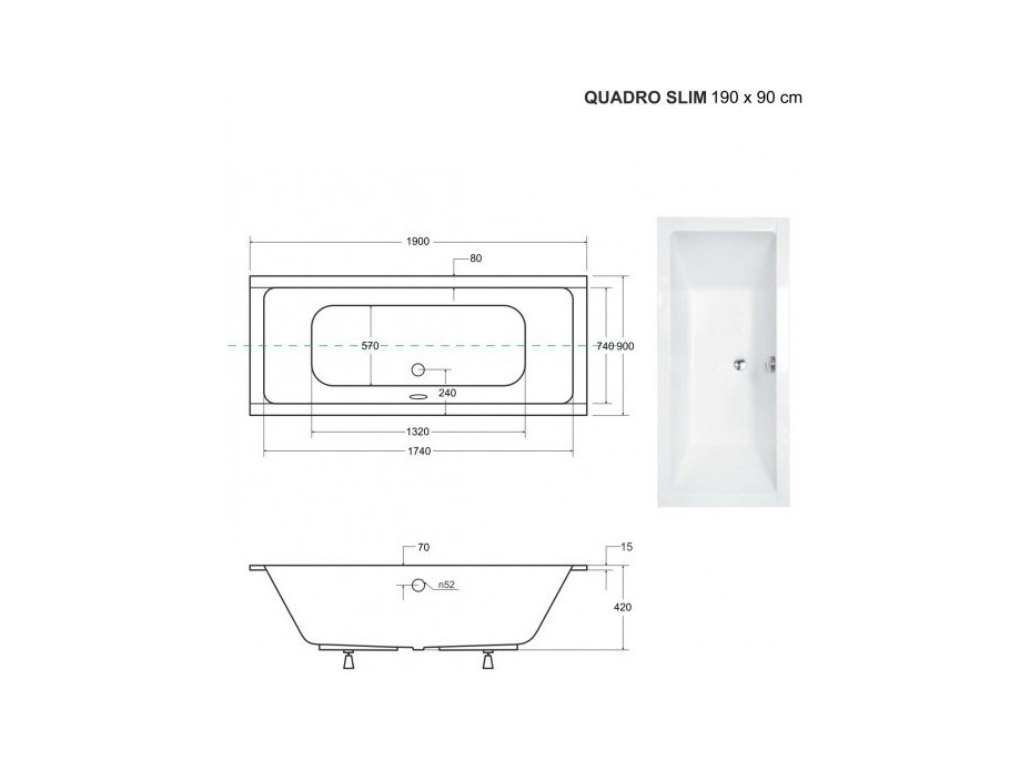 Obdélníková vana QUADRO SLIM